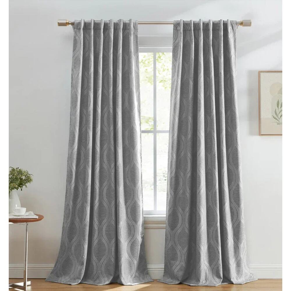 Silk Home Mitchell Blackout Curtains Grey 52x84 2 Panels Room Darkening